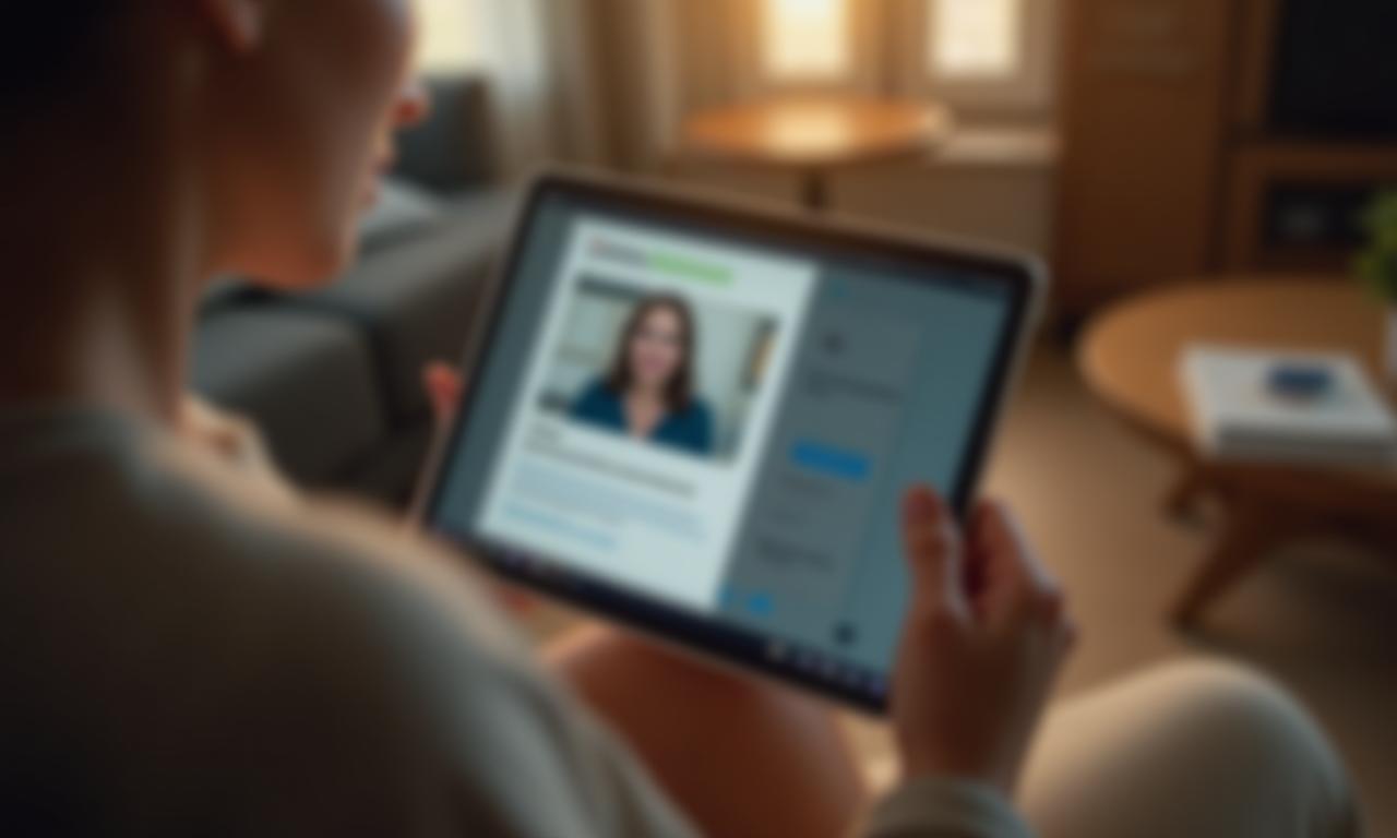 Personne utilisant une tablette pour suivre un cours en ligne Horizons Digital